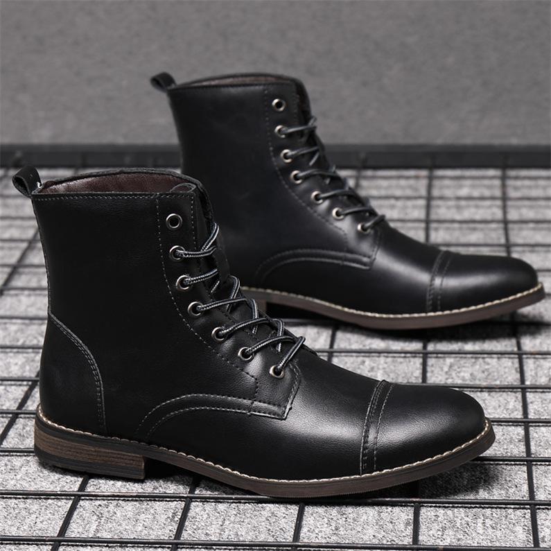 品質いいな新品 メンズブーツ ショートブーツ 紳士靴 革靴 編み上げブーツ ウォーキング ミドル ブラック 通勤 本革 ワーク ミリタリーブーツ カジュアル 男子シューズ