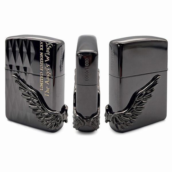 ライター 1000個限定生産 エンジェル・ウイング PAW-2025BN (ブラックニッケル）アーマーベースV刃彫刻エッチング金差し仕上げ シリアルナンバー入り
