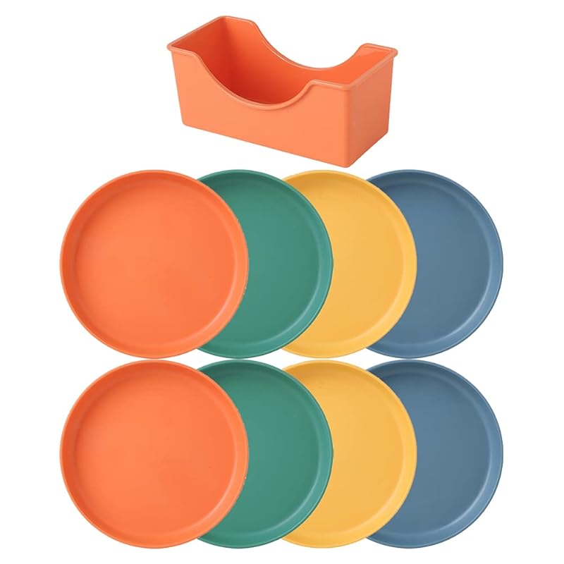 NUOLUX プレート 皿 お皿 約14.5cm プラスチック 丸皿 小さい 小皿 食器 おしゃれ 取り皿 セット ディナープレート デザートプレート 割れない 軽量 食器セット 8枚入り 収納ケース