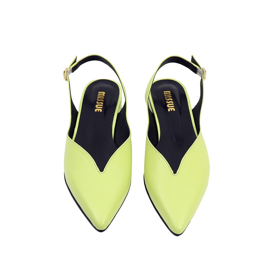 Vラインフラットスリングバックシューズ[イエロー]