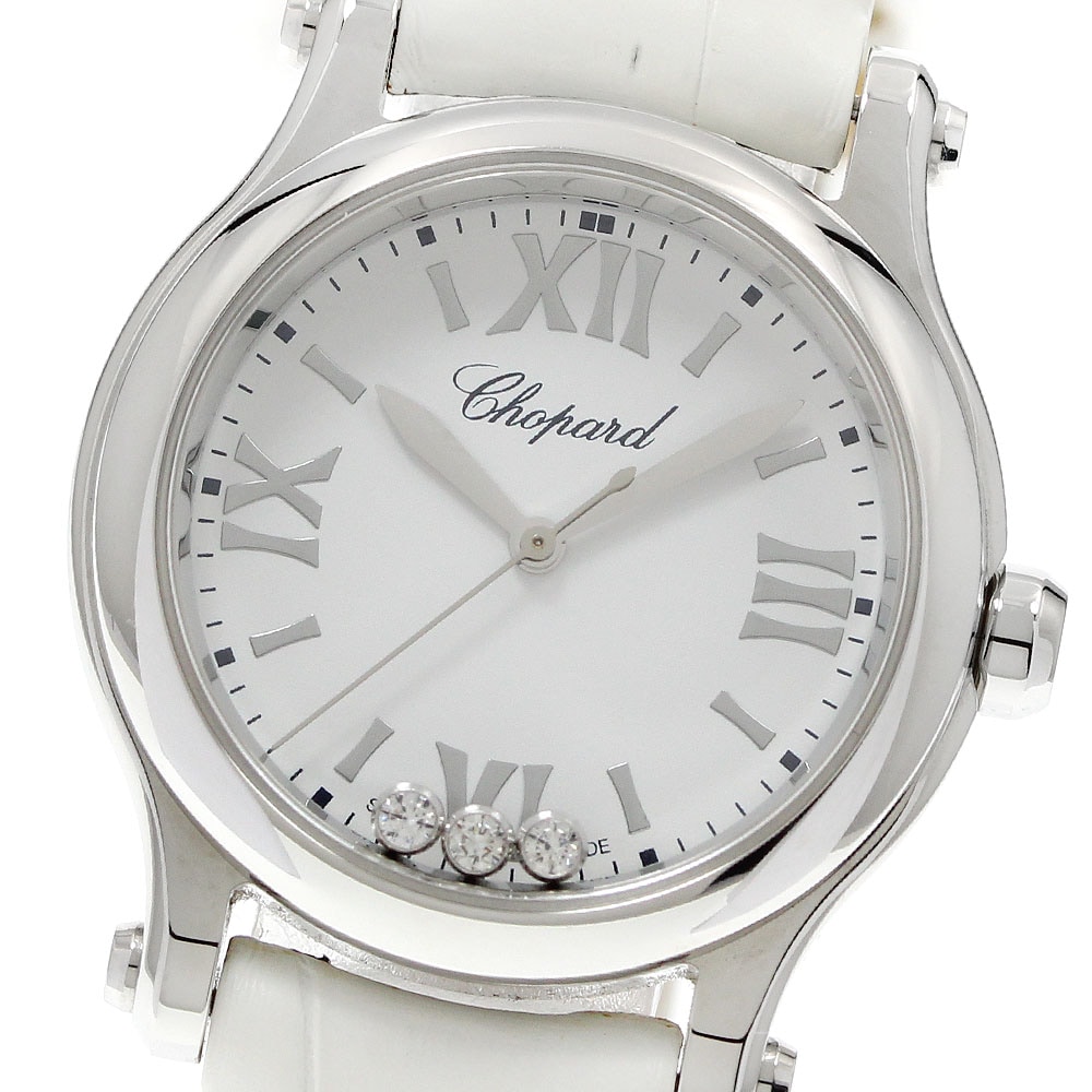 ショパール Chopard 278590-3001 ハッピースポーツ 3Pダイヤ クォーツ レディース 箱付き_951599【中古】