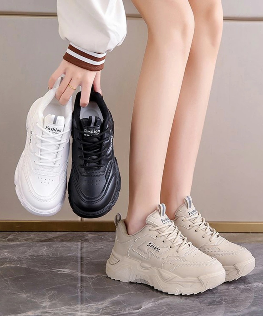厚底ダッドスニーカー レースアップ 美脚 ローカットシューズ 疲れないスニーカー 厚底スニーカー脚長