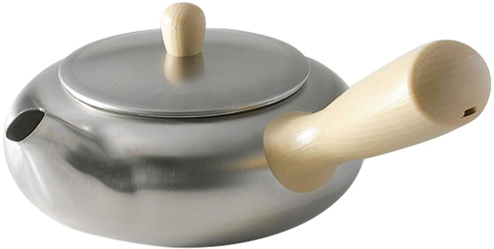 KOGU 茶考具 急須 平型 横手 【日本製】 ステンレス プラスチック 割れない 軽量 1~2杯用 茶こし付き 茶葉が広がる ツヤ消し仕上げ おしゃれ かわいい シンプル 410ml 燕三条 471