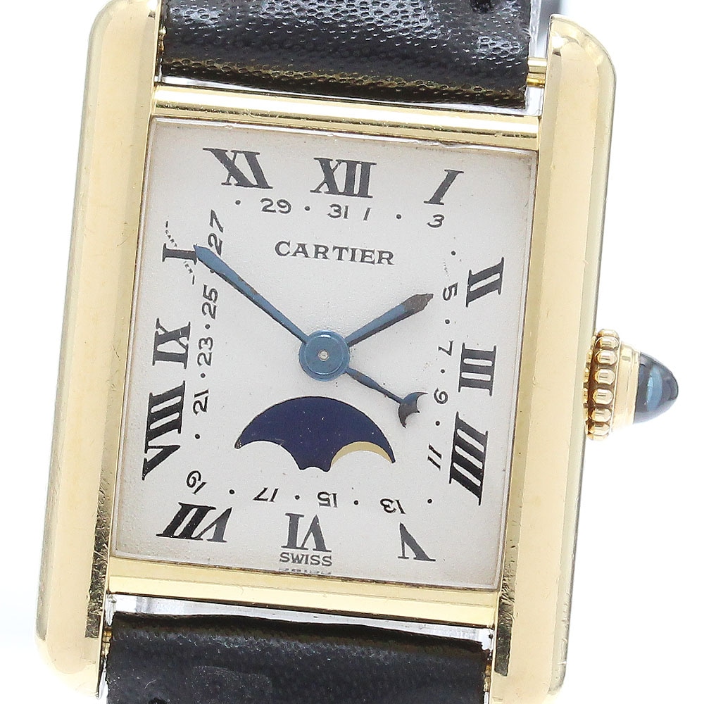 ジャンク カルティエ CARTIER W1500851 タンクルイMM K18YG ムーンフェイズ クォーツ レディース _846490【中古】