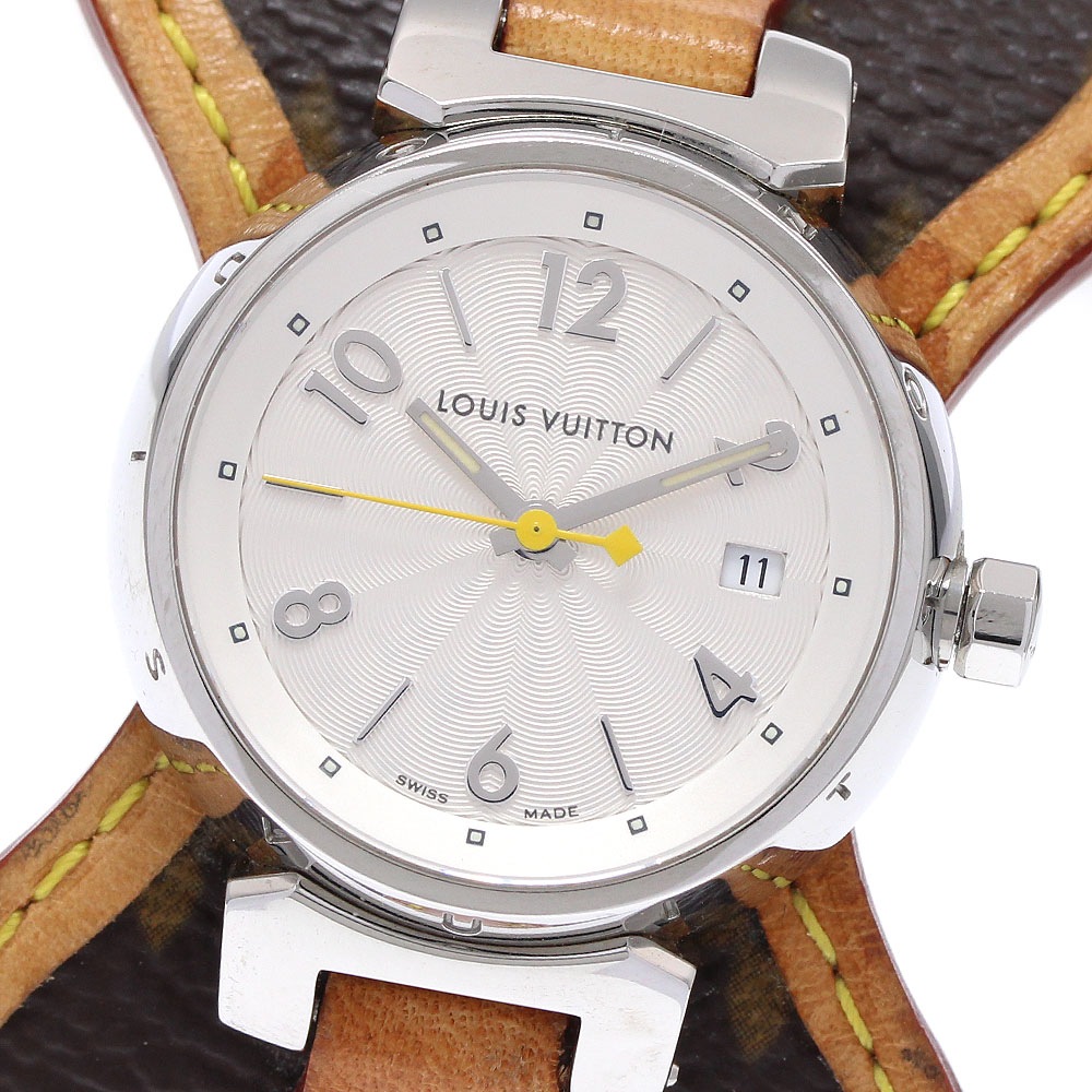 ルイ・ヴィトン LOUIS VUITTON Q121K タンブール デイト クォーツ レディース 良品 箱・保証書付き_938763【中古】
