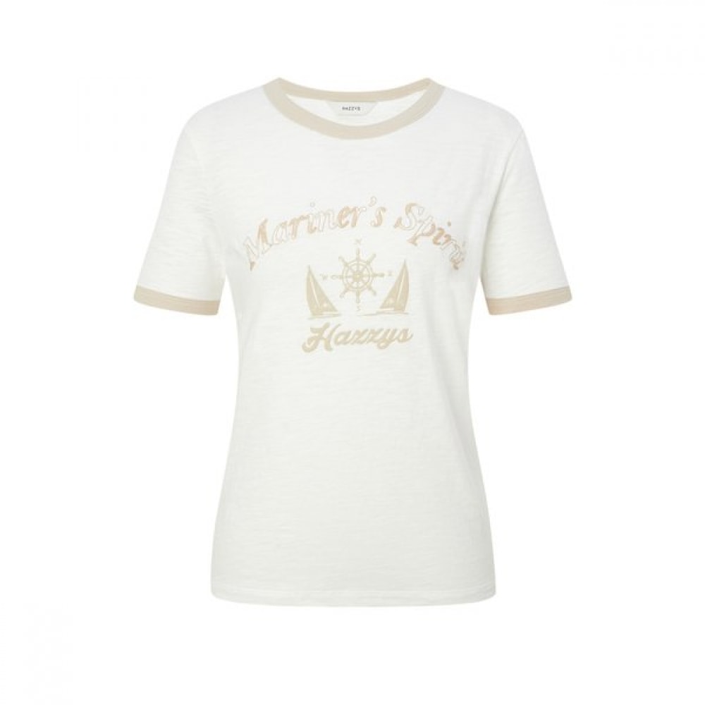 [25SS] マリンモチーフグラフィックリンガーショートスリーブTシャツアイボリーHSTS5B505IV