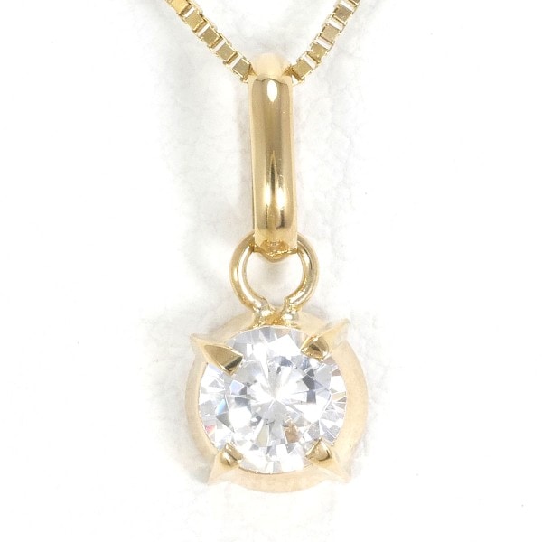 K18 18金 YG イエローゴールド ネックレス ジルコニア 約40cm ジュエリー 中古