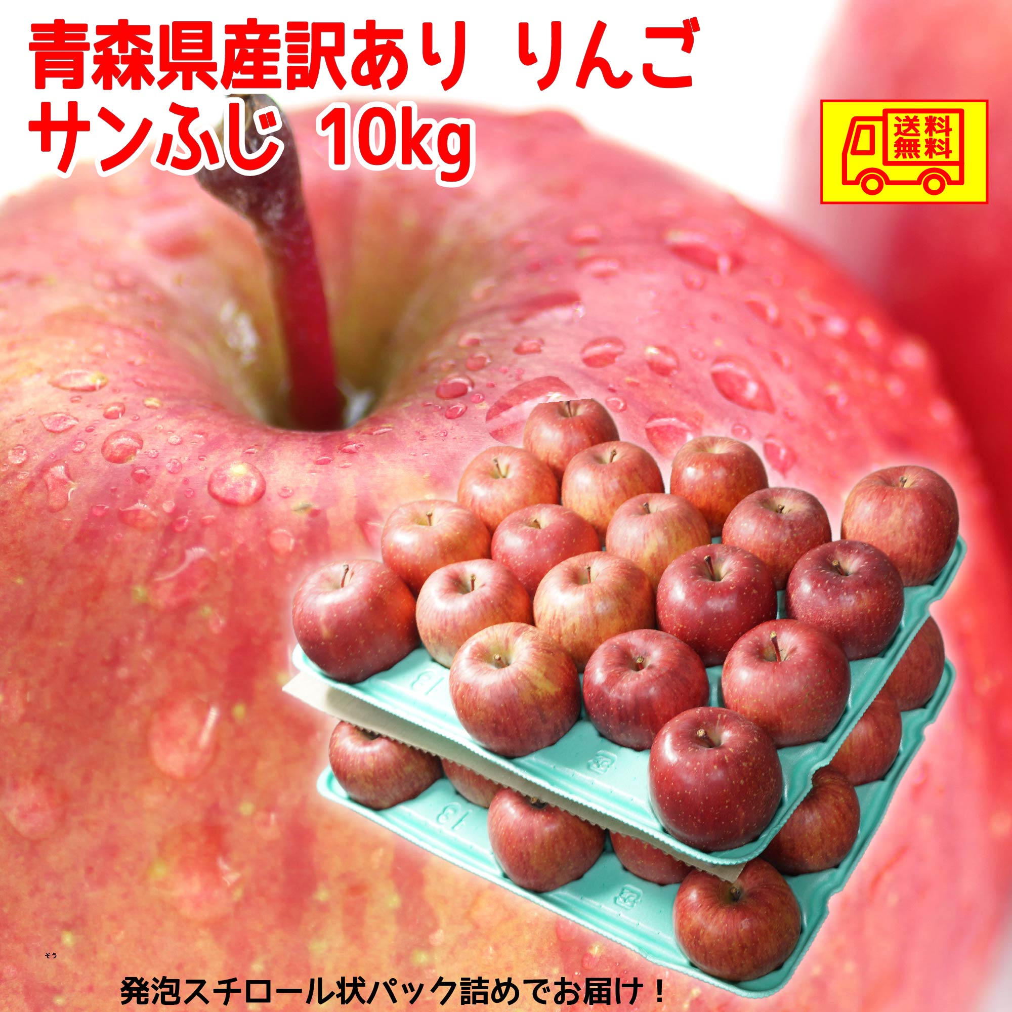 青森県産　訳あり　りんご　サンふじ　22-46玉　10kg　　送料無料！