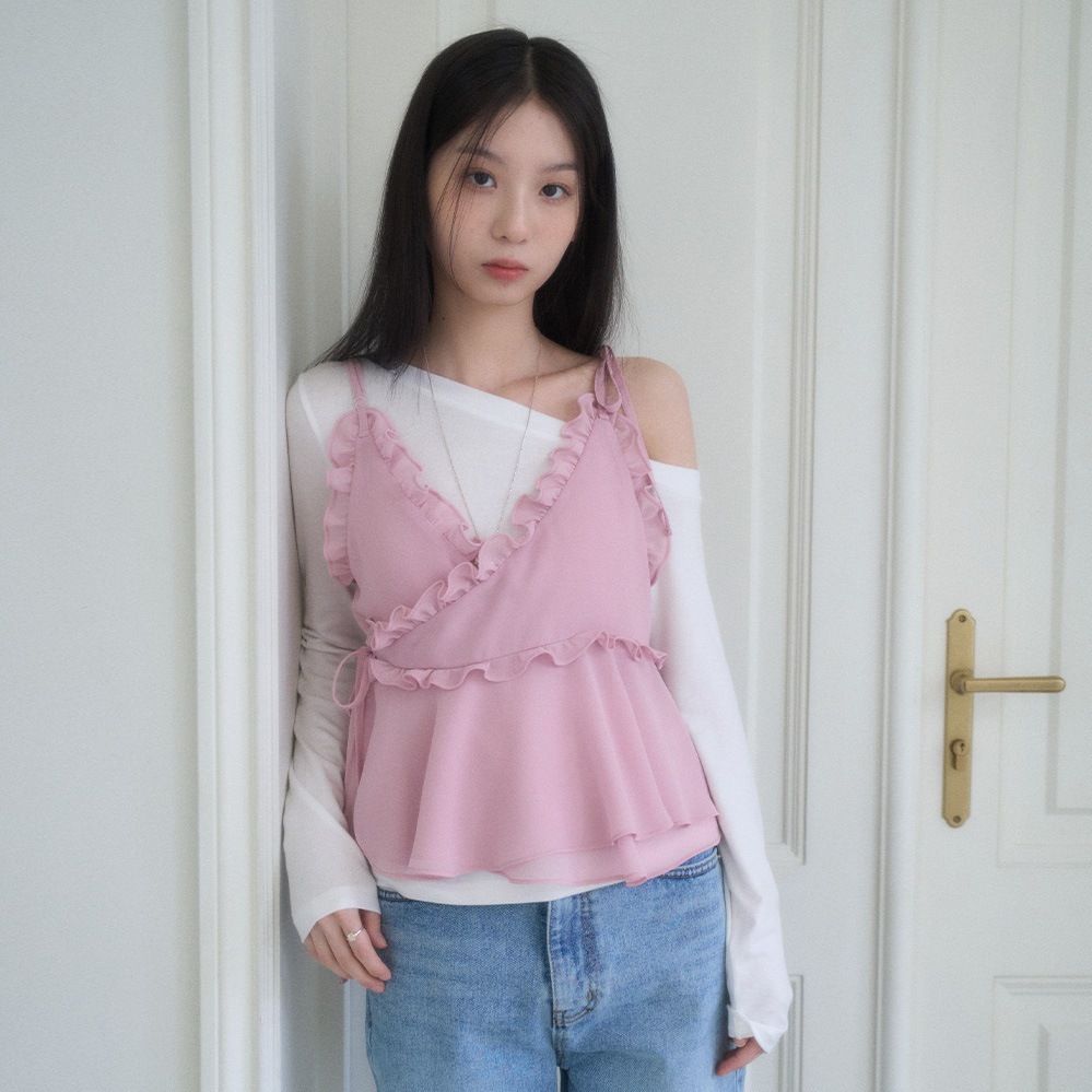 ROMANTIC FRILL BUSTIER-PINK