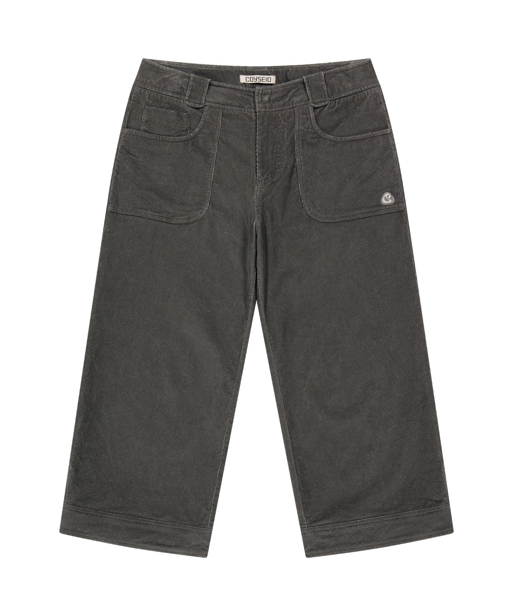 【COYSEIO】 25FW RUSTIC CORDUROY CAPRI PANTS : CHARCOAL
