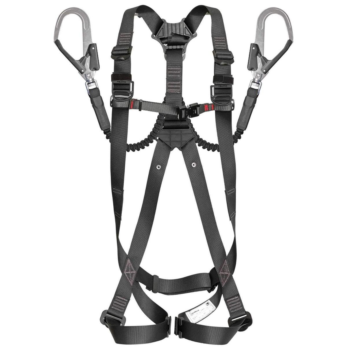 タジマ 新規格安全帯 フルハーネスGS・蛇腹式ダブルランヤードセット Lサイズ黒 A1GSLJR-WL2BK