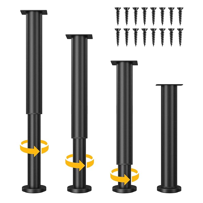 Signstek テーブル 脚 アイアンレッグ 机 足 高さ調整 ちゃぶ台 デスク 脚 diy ローテーブル 脚 ダイニングテーブル 脚 パーツ ベッド ソファー 家具の脚 伸縮式 4本セット 25