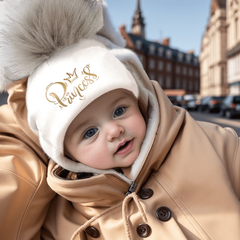 新生児・幼児用ファッションプリンセス・プリンセスレタークラウンの取り外し可能なフェイクポンポンハット女の子・男の子用ベビーキッズキャップ 8,418円