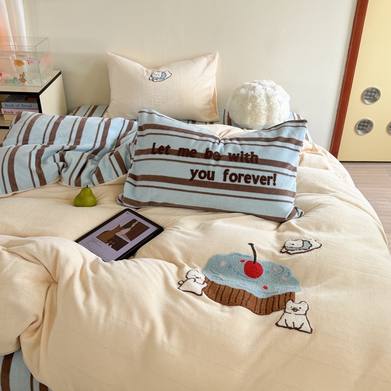 A類230グラム高グラム重設計タオル刺繍ミルクウール4点セット秋冬強化寝具