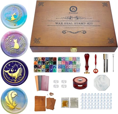 Kandar シーリングスタンプ シーリングワックス セット 【48色豪華セット】 ヘッド 蝋封 ワックス大量 手紙 招待状 祝福 告白 祝い 手紙 装飾 DIY (48色ワックスビーズ+スプーン+カ