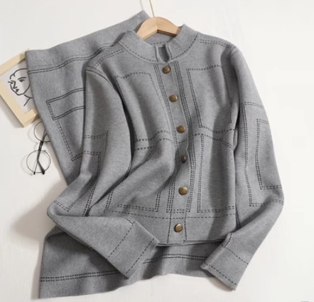 セットアップ モテアイテム かわいい 2点セット カーディガン ミモレ 長袖 ラウンドネック 襟なし Iライン ボタン ニット 上下セット 大人可愛い きれいめ 大人 上品 おしゃれ お洒落 レトロ