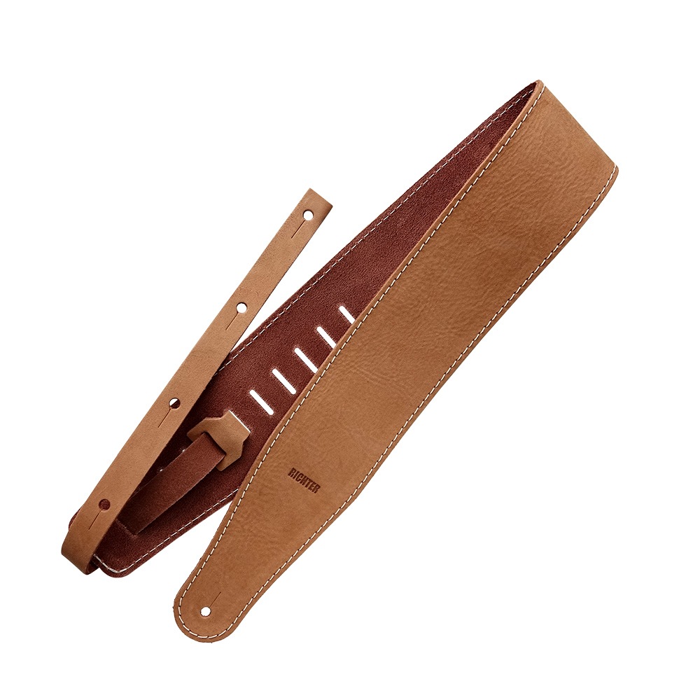 Richterシリーズ ハンドメイド仕様本革ギターストラップ Raw III Contour Waxy Suedeシリーズ 1555 Natural 幅広9cm ドイツ製