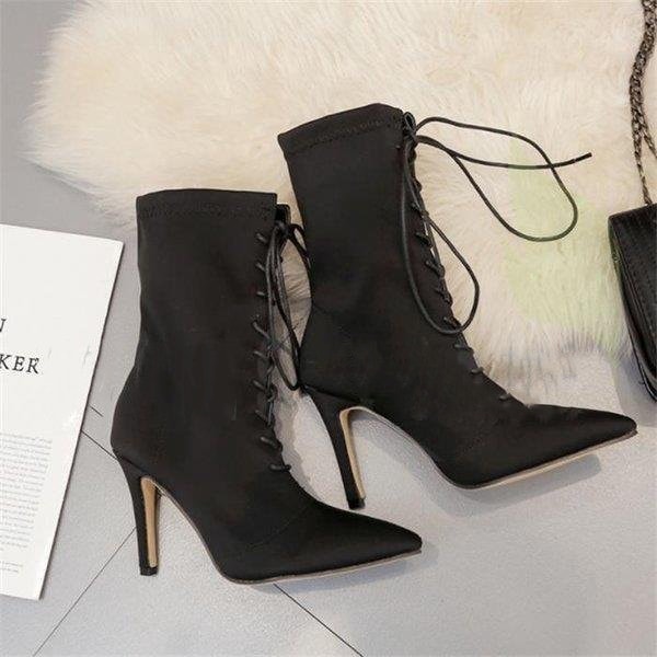 ショートブーツ　ブーツ　レースアップ　編み上げ　レディース　ソックスブーツレディース 秋