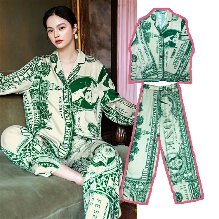 長袖 パジャマ 韓国 アメリカ レディース 綿 個性 ドル 冬 秋 春 ルームウェア 可愛い 部屋着 上下セット 前開き 長袖 ナイトウェア 無地