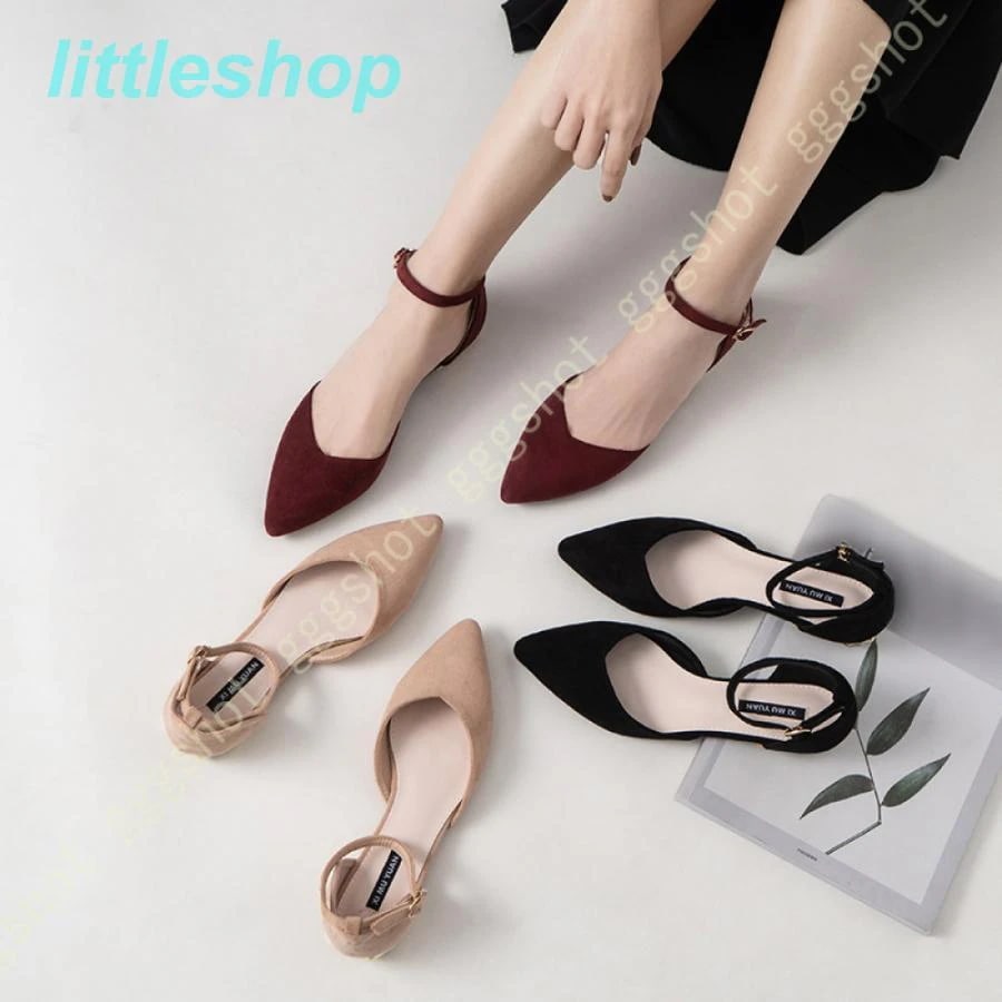 急速出荷スタイルアップ！ヒールパンプス ローヒール アンクルスト パンプス 美脚パンプス オフィス フラットヒール ぺたんこ 走れる クッション フラット スエード orange