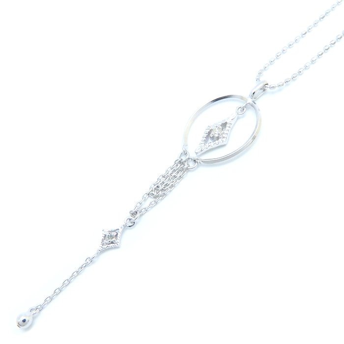 ネックレス ダイヤモンド入り K18WG ホワイトゴールド/76179【中古】