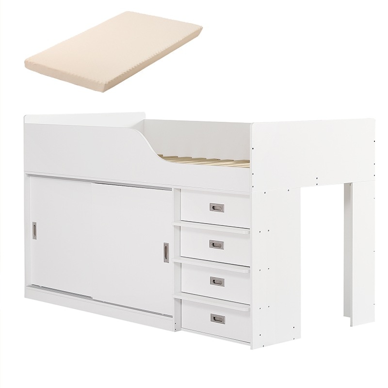 【国内出荷-送.料.無.料】マットレス付きロフトベッド木製Sベッド高さ115cmシングルベッドロータイプコンパクト収納一人暮らし大人システムベッド階段付き73