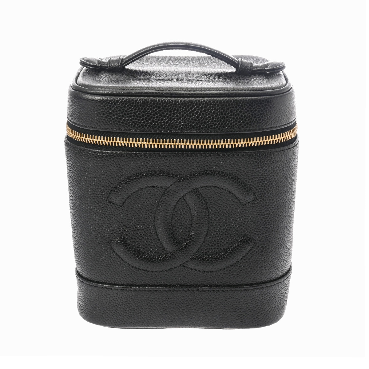 バニティ ブラック A01998 レディース キャビアスキン ハンドバッグ ABランク 中古 銀蔵