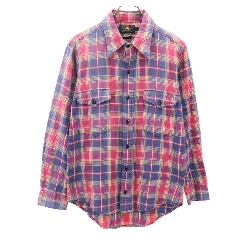 90s オールド 赤3星 初期タグ 長袖 チェックシャツ L マゼンタ 他 Ralph Lauren ラルフローレン メンズ長袖シャツ