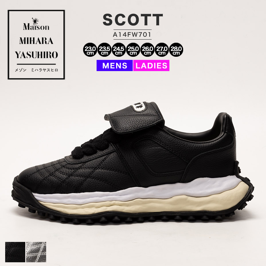 mihara yasuhiro スニーカー メンズ レディース 厚底 黒 韓国 SCOTT A14FW701 ブランド 本革 牛革 革 レザー おしゃれ ローカット カジュアルシューズ 歩きやすい