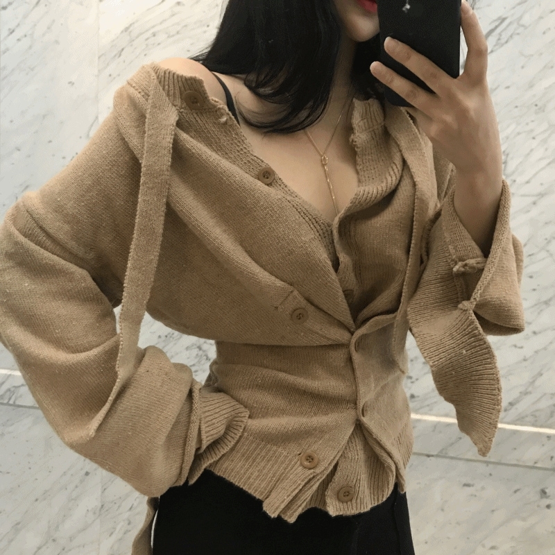 ウール コルセット カーディガン ニット