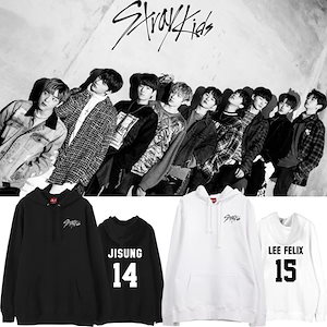 Straykids グループの学生男性女性向けの同じスタイルの誕生日コート秋冬ベルベットのフード付きスウェットシャツ