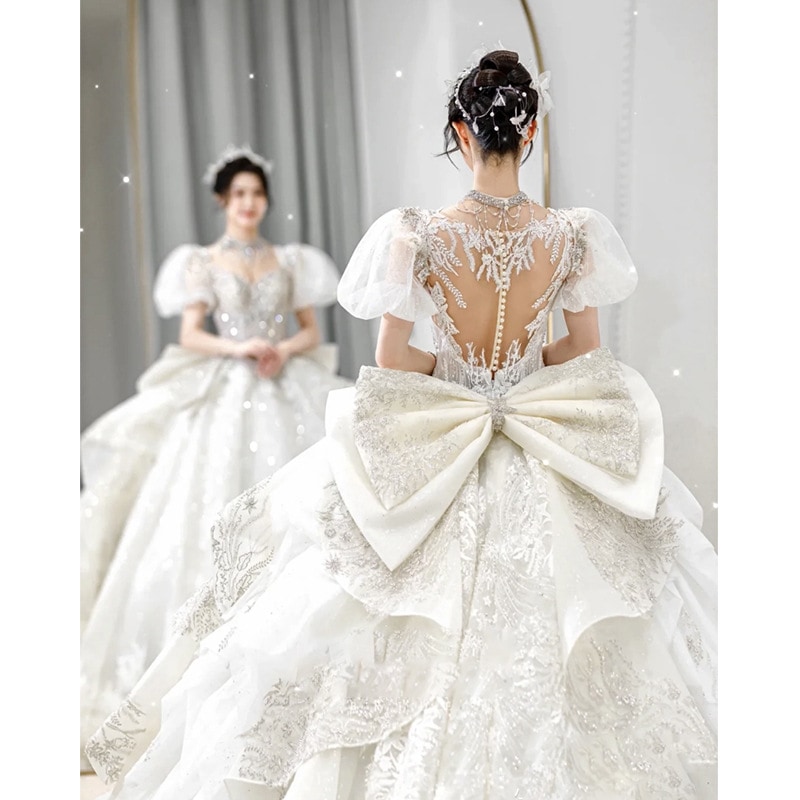 トレーン ドレス高級感 花嫁ロングドレス結婚式ワンピース発表会 ドレスドレス ウェディングドレス成人式 ドレス同窓会 ドレス演奏会 ドレス発表会 ドレス卒業式 ドレスパーテ韓国ファッション