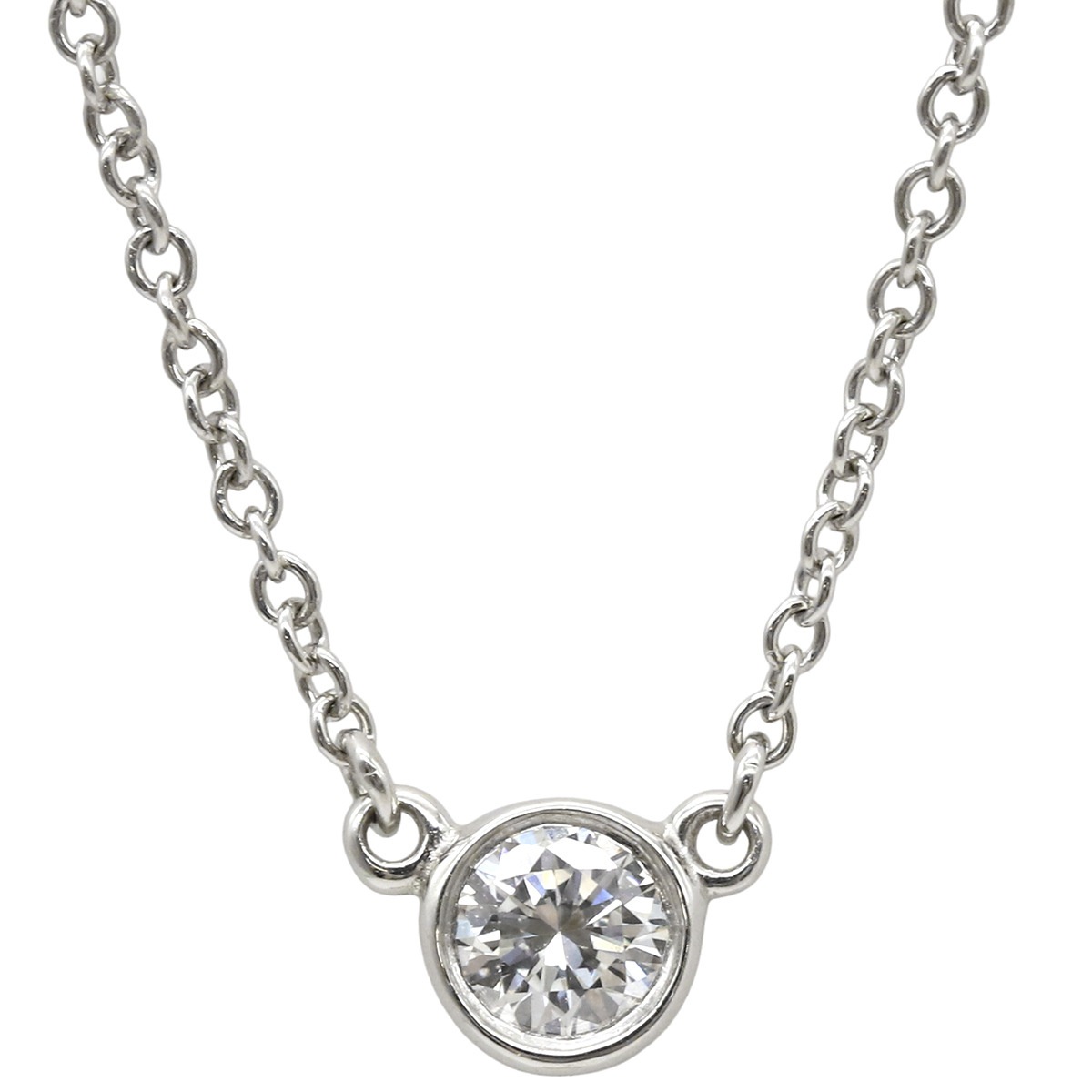 ティファニー Tiffany & Co ネックレス バイザヤード シングルダイヤモンド ペンダント Pt950 ダイヤモンド プラチナシルバー Pt T&Co. 1石 エルサペレッティ 【中古】