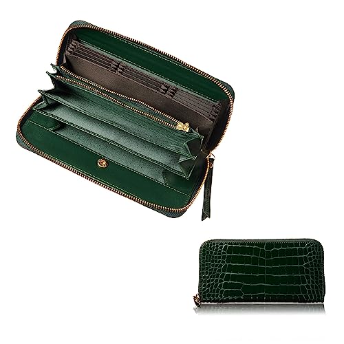 [VOICE] 【Align アライン イタリア TUSCANIA社製 Greta Fix 】レディース 長財布 お洒落で品のある レディース 長財布 牛革 クロコ 型押し ギフト箱入り (Green