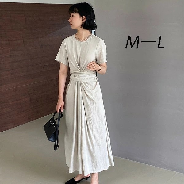 ワンピース レディース 体型カバー ハイウエスト 涼しい 薄手 柔らか ひんやり 大人 人気 プレゼント 半袖ゆったり OL 着痩せ ロングワンピ お出かけ 通勤 通学 20代 30代 40代
