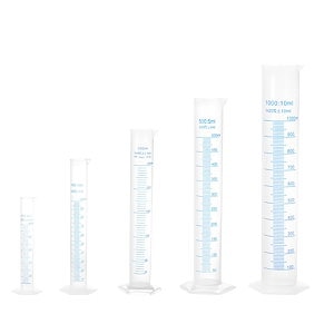 uxcell プラスチックメスシリンダー 50ml 100ml 250ml 500ml 1000mlメスシリンダー 両面メートル法 クリア六角ベース 5合1セット