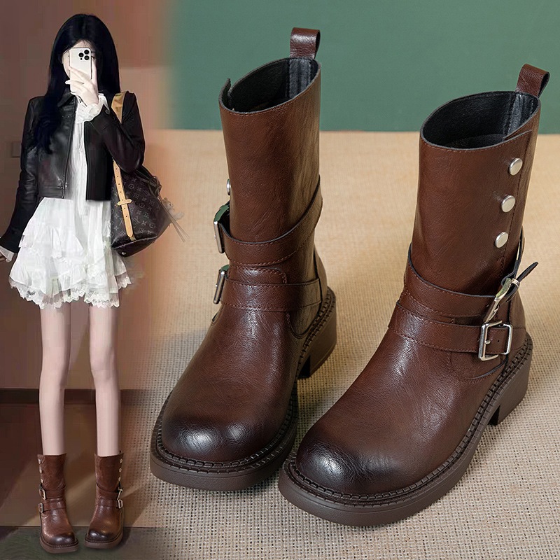 ショートブーツ レディース 厚底マーチンブーツ ４CM ファッション マーチンブーツ カジュアルローファー ブーツ