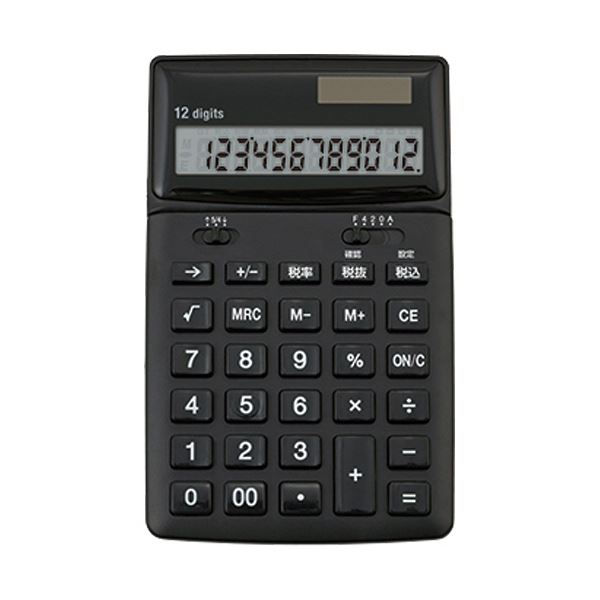 (まとめ）アスカ 抗菌電卓 ブラック C1249BK 1台(×10セット)