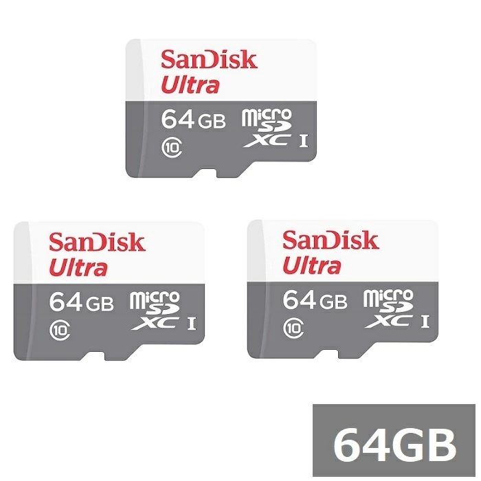 【3セット】 サンディスク マイクロSD MicroSDXC SDSQUNR-064G-GN3MN Ultra 64GB Sandisk マイクロSDXCカード microSDカード Clas