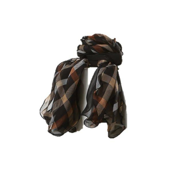 ブラックハウスチェックロングシルクスカーフDCSC5F291
