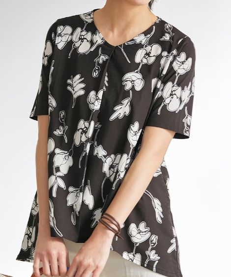 Tシャツ・カットソー 強撚綿プリントチュニック アトランダム