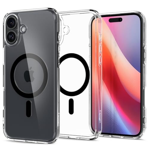 iPhone 16 ケース クリア MagSafe対応 耐衝撃 ストラップホール 黄変防止 バンパー 米軍MIL規格 ウルトラ・ハイブリッド・マグフィット ACS08206 (ブラック)