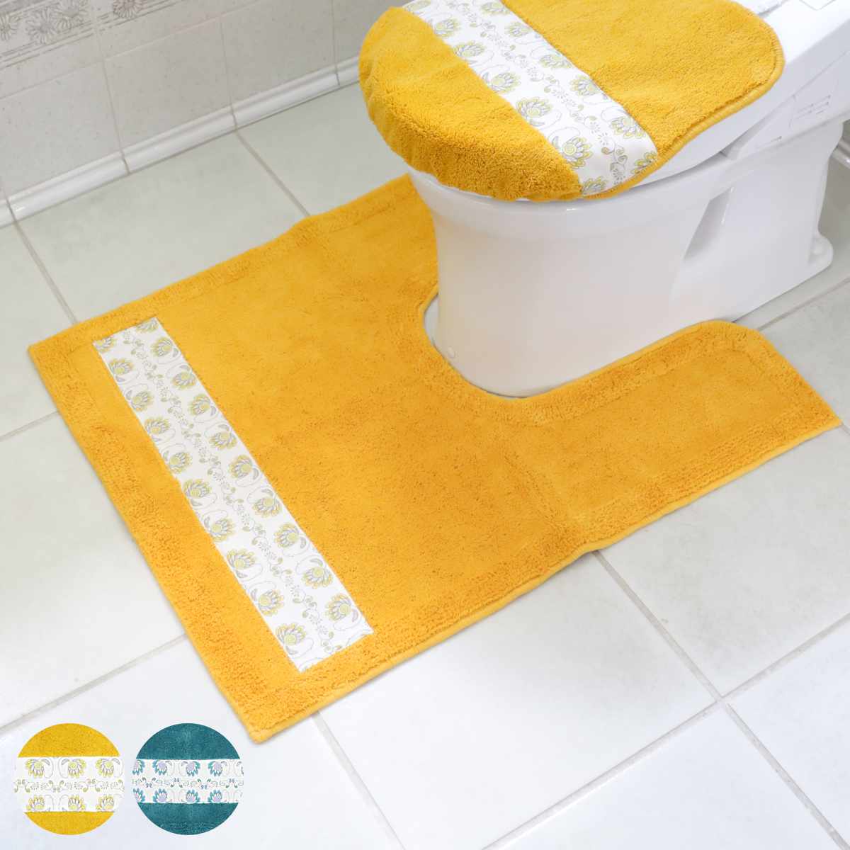 トイレマット ピックリンツ 耳長 90x70cm トイレ マット 抗菌 防臭 吸水 速乾 洗濯可 滑り止め 足元マット ロング 日本製 トイレタリー 小鳥柄 北欧 洗える すべり止め