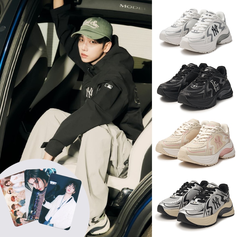 トレカ3枚贈呈) BOYNEXTDOOR 着用) カーブランナーニューヨークヤンキース / 6cm UP 厚底スニーカー /韓国スニーカー/ダッドスニーカー