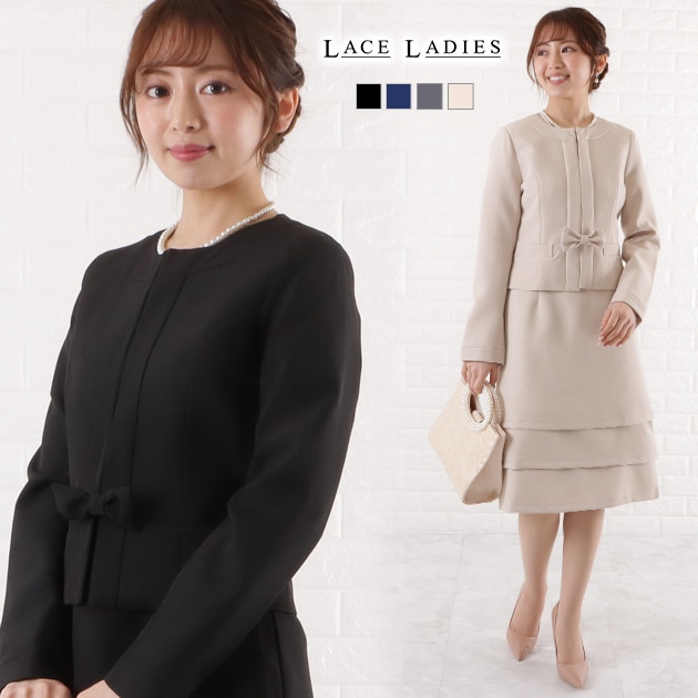ワンピース ジャケット セレモニースーツ 2点セット セットアップ 入学式 卒業式 ママ ベージュ ブラック グレー パーティードレス ワンピース 結婚式 披露宴 お呼ばれ 喪服 礼服 30代 40代
