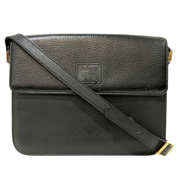 バーバリー ブラックレザー ノバチェック バッグ ショルダーバッグ 【中古】