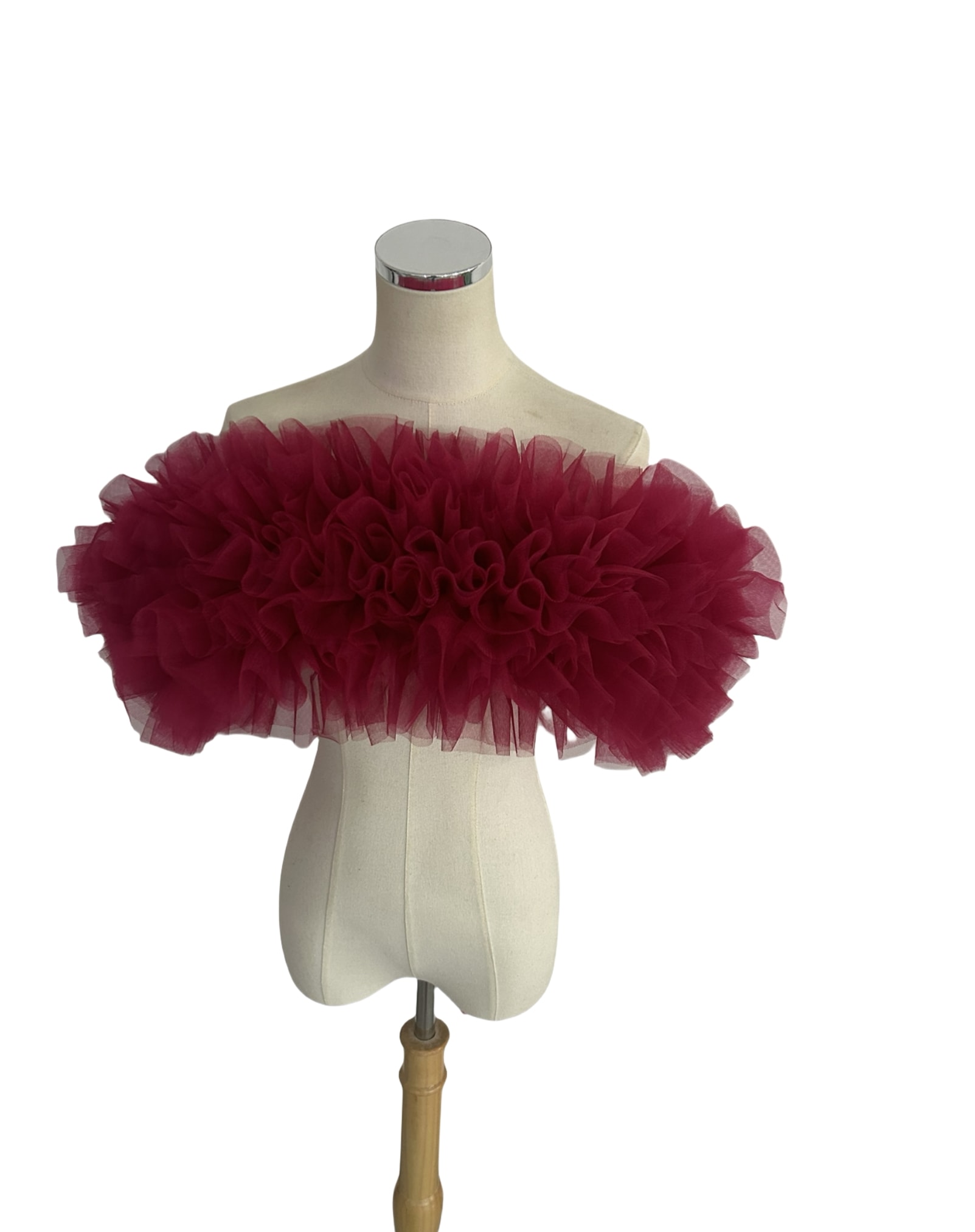 ボルドー色 オフショルダー ソフトチュール 編み上げ 披露宴 前撮り 8,133円