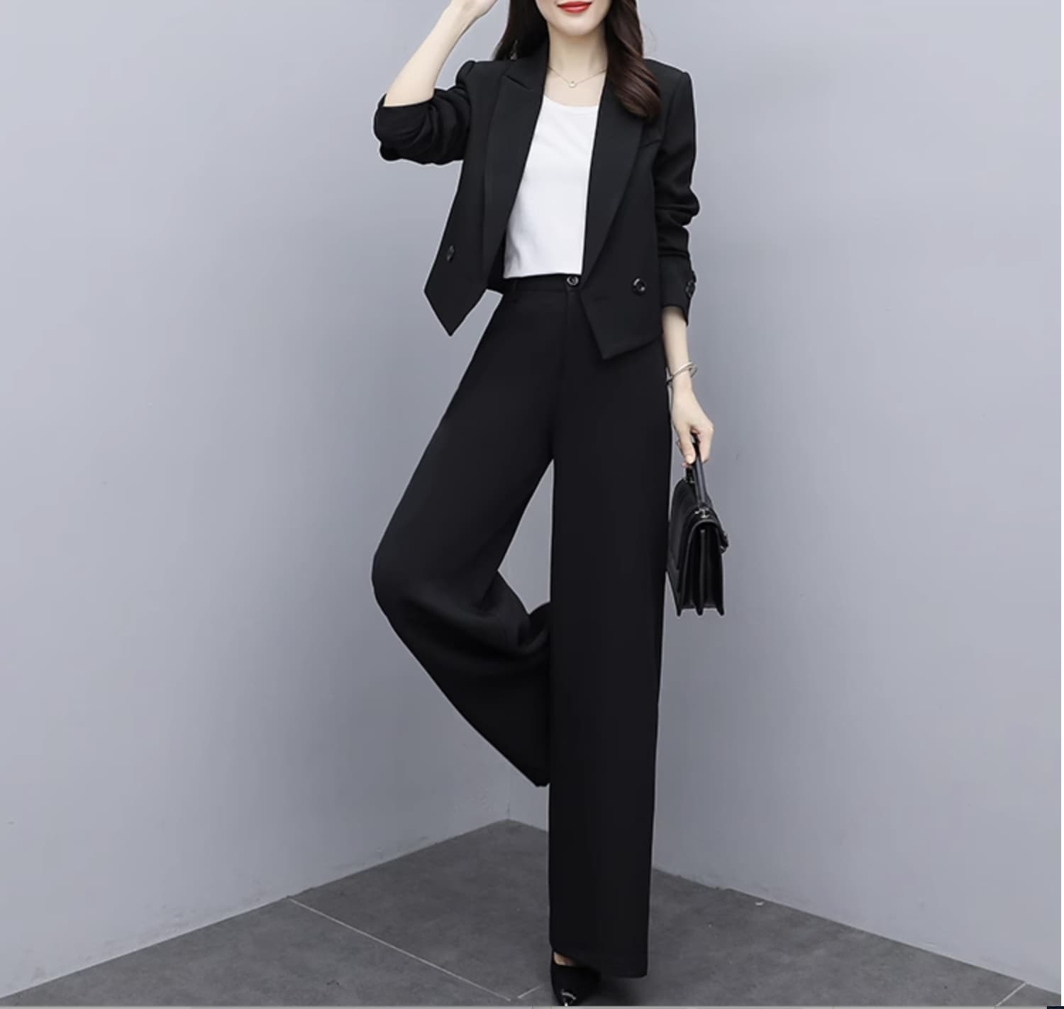 セットアップ 上下セット パンツスーツ レディース ジャケット パンツ ボトムス ワイドパンツ ショート 長袖 ハイウエスト 前開き きれいめ シンプル カジュアル 上品 おしゃれ かっこいい クール