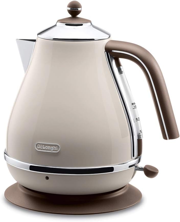 De Longhi (デロンギ) 電気ケトル アイコナ・ヴィンテージ KBOV1200J-BG ステンレス 1.0L 見やすい水量計 異物混入防止フィルタ 空だき防止機能 簡単お手入れ