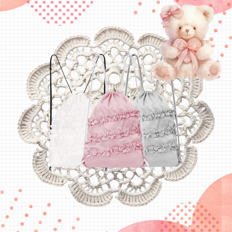 Ruffle String Bag White Pink Silver 韓国ファッション ブランド 正規品